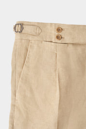 Linen trousers with 1-ply drawstring - Beige