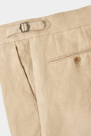Linen trousers with 1-ply drawstring - Beige