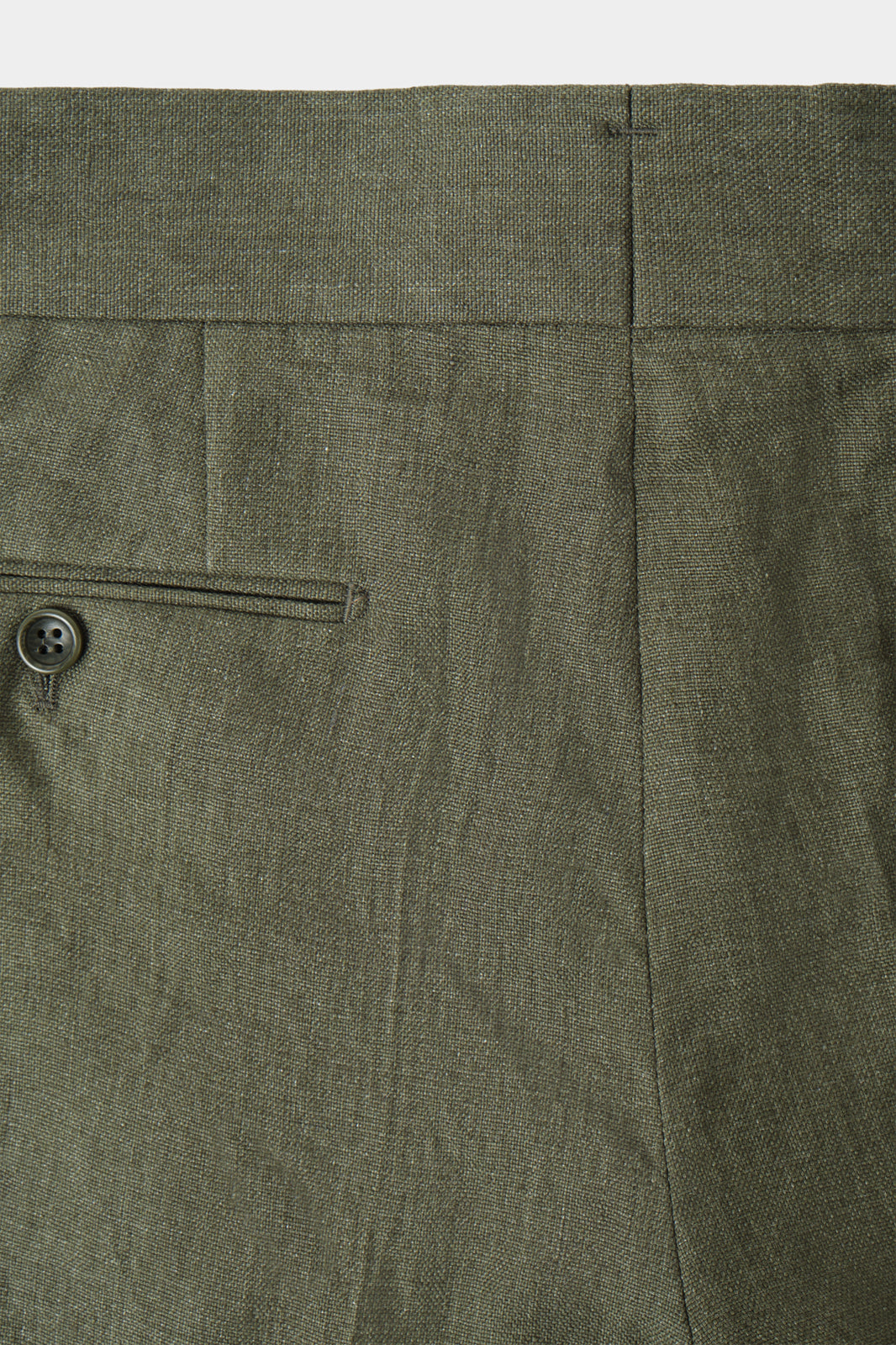 Pantalon en lin à patte de serrage 1 pli - Kaki