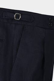 Pantalon en lin à patte de serrage - Marine