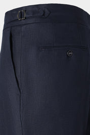 Pantalon en lin à patte de serrage - Marine