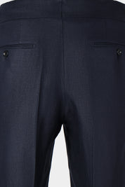 Pantalon en lin à patte de serrage - Marine