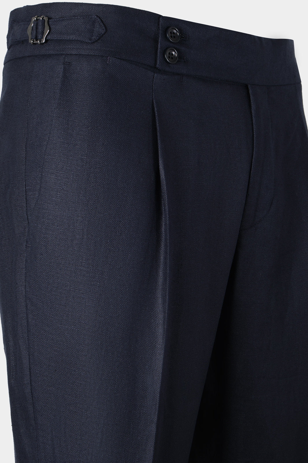 Pantalon en lin à patte de serrage - Marine