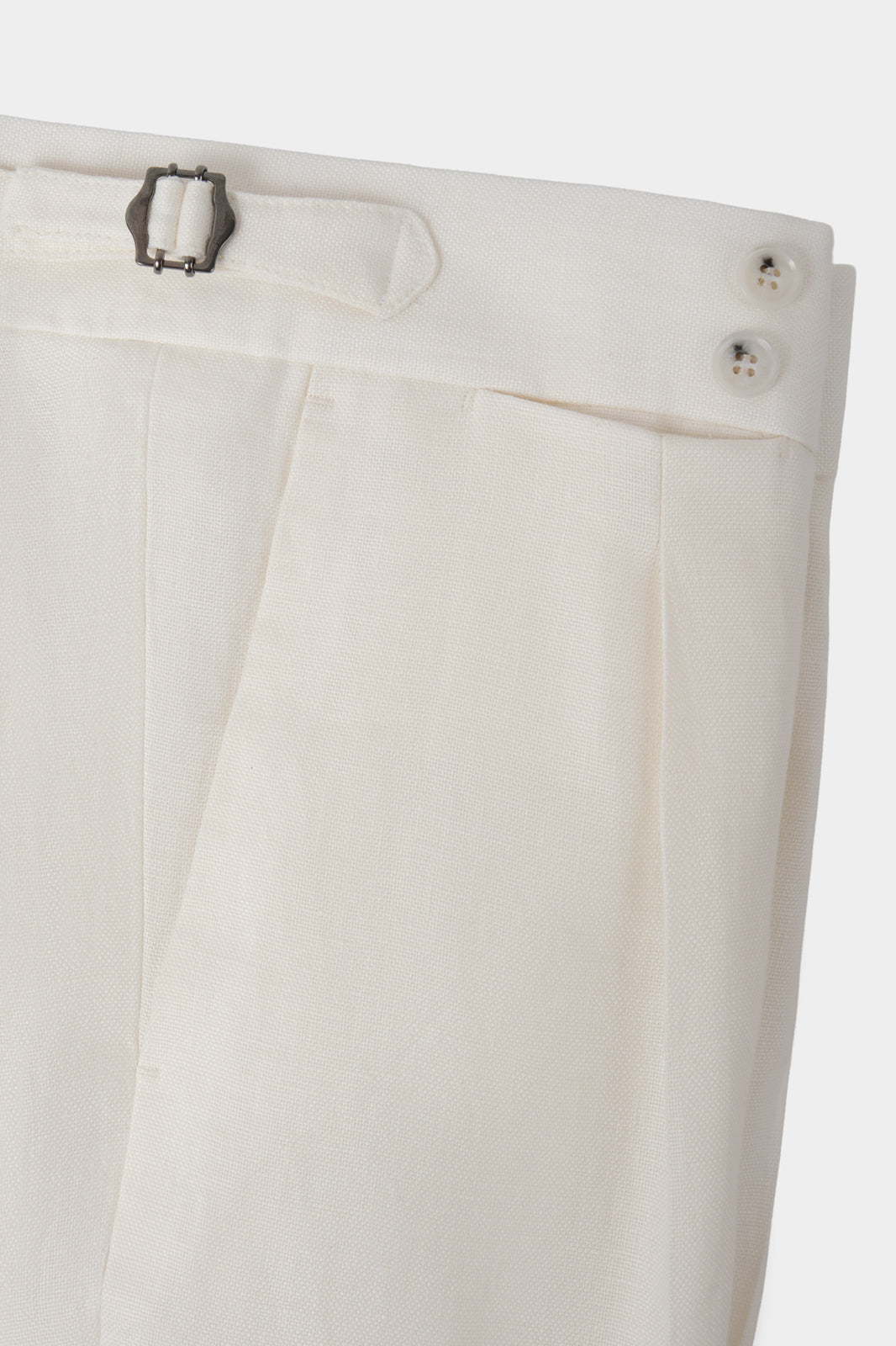 Pantalon en lin à patte de serrage - Blanc