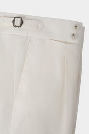 Pantalon en lin à patte de serrage - Blanc