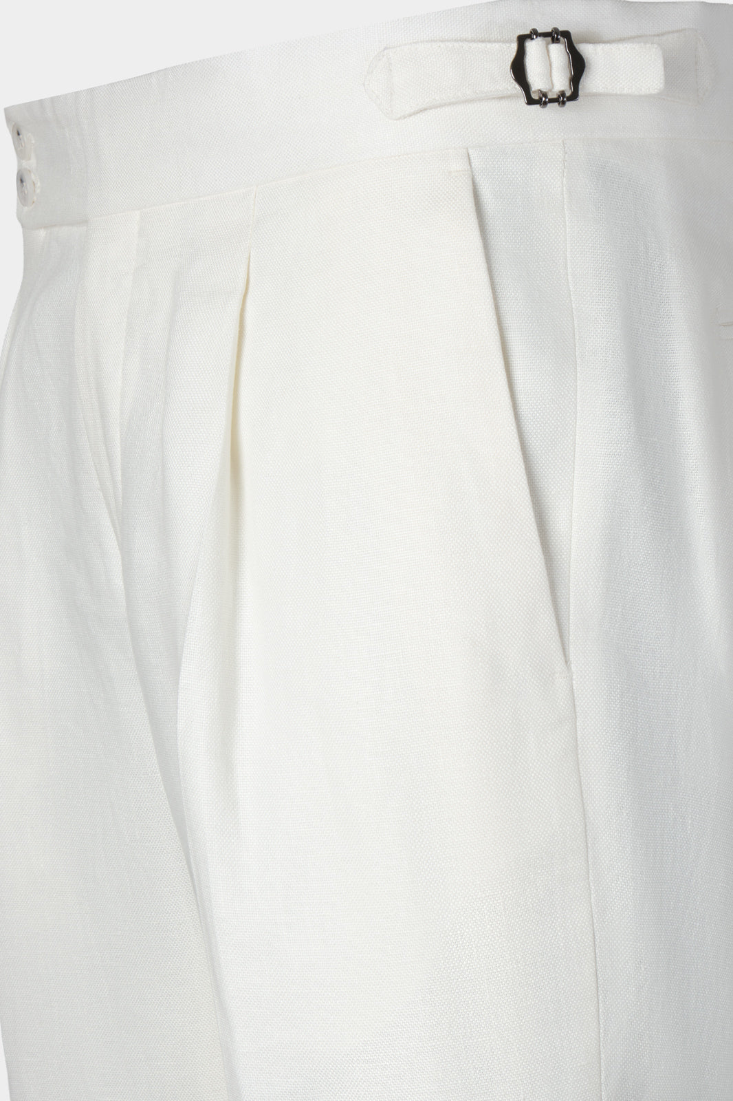 Pantalon en lin à patte de serrage - Blanc