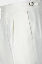 Pantalon en lin à patte de serrage - Blanc