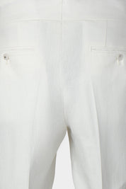 Pantalon en lin à patte de serrage - Blanc