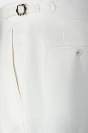 Pantalon en lin à patte de serrage - Blanc