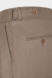 Pantalon double pinces en flanelle - Beige