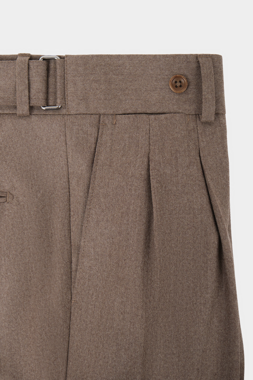 Pantalon double pinces en flanelle - Beige