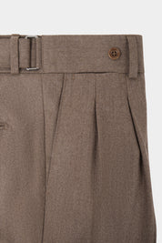 Pantalon double pinces en flanelle - Beige