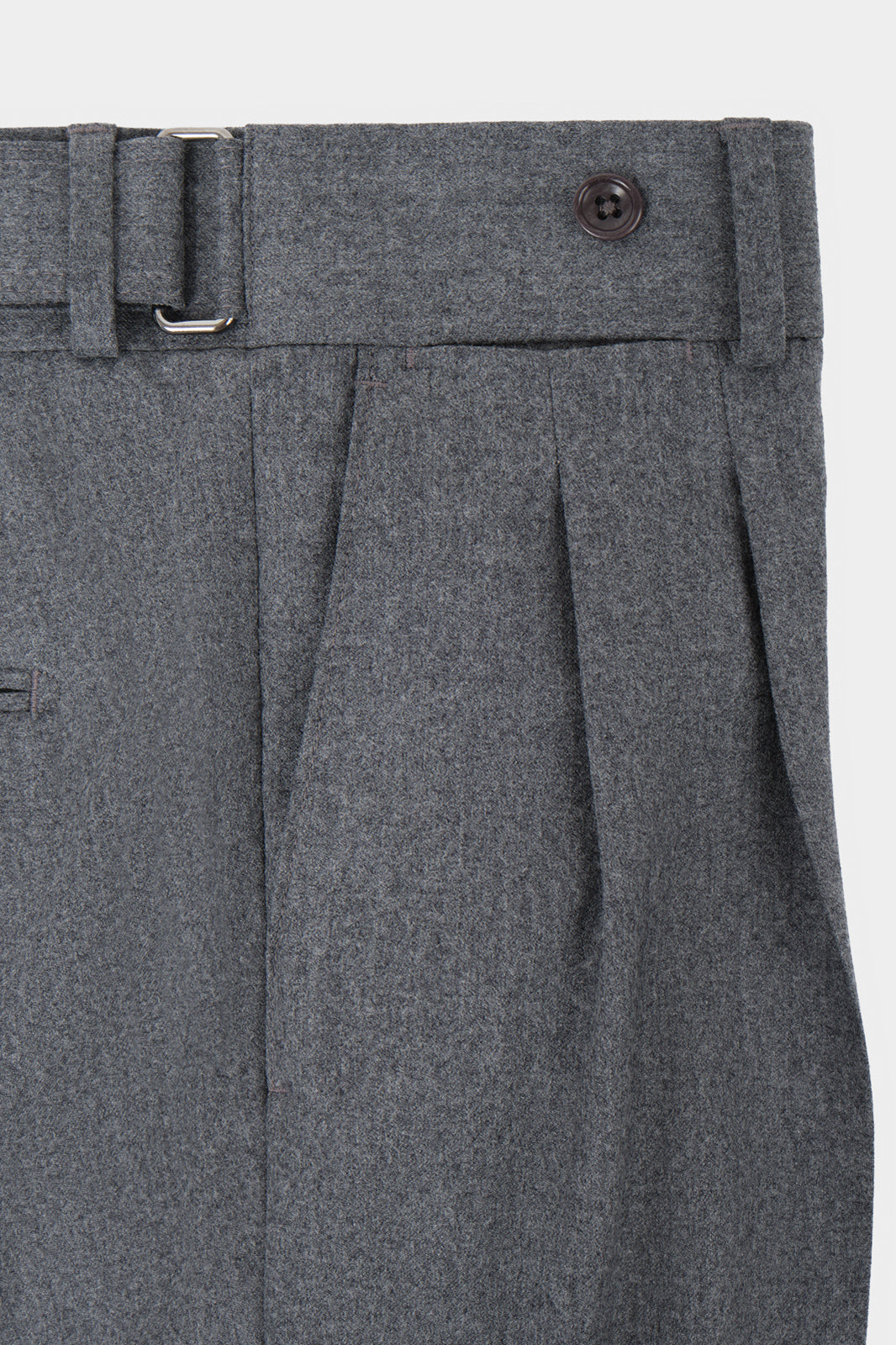 Double-Pleated Flannel Trousers - Light Grey - Swiss Price 149