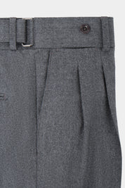 Double-Pleated Flannel Trousers - Light Grey - Swiss Price 149