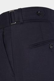 Double-Pleated Flannel Trousers - Navy - Swiss Price 149