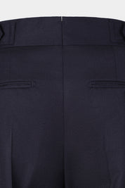 Double-Pleated Flannel Trousers - Navy - Swiss Price 149
