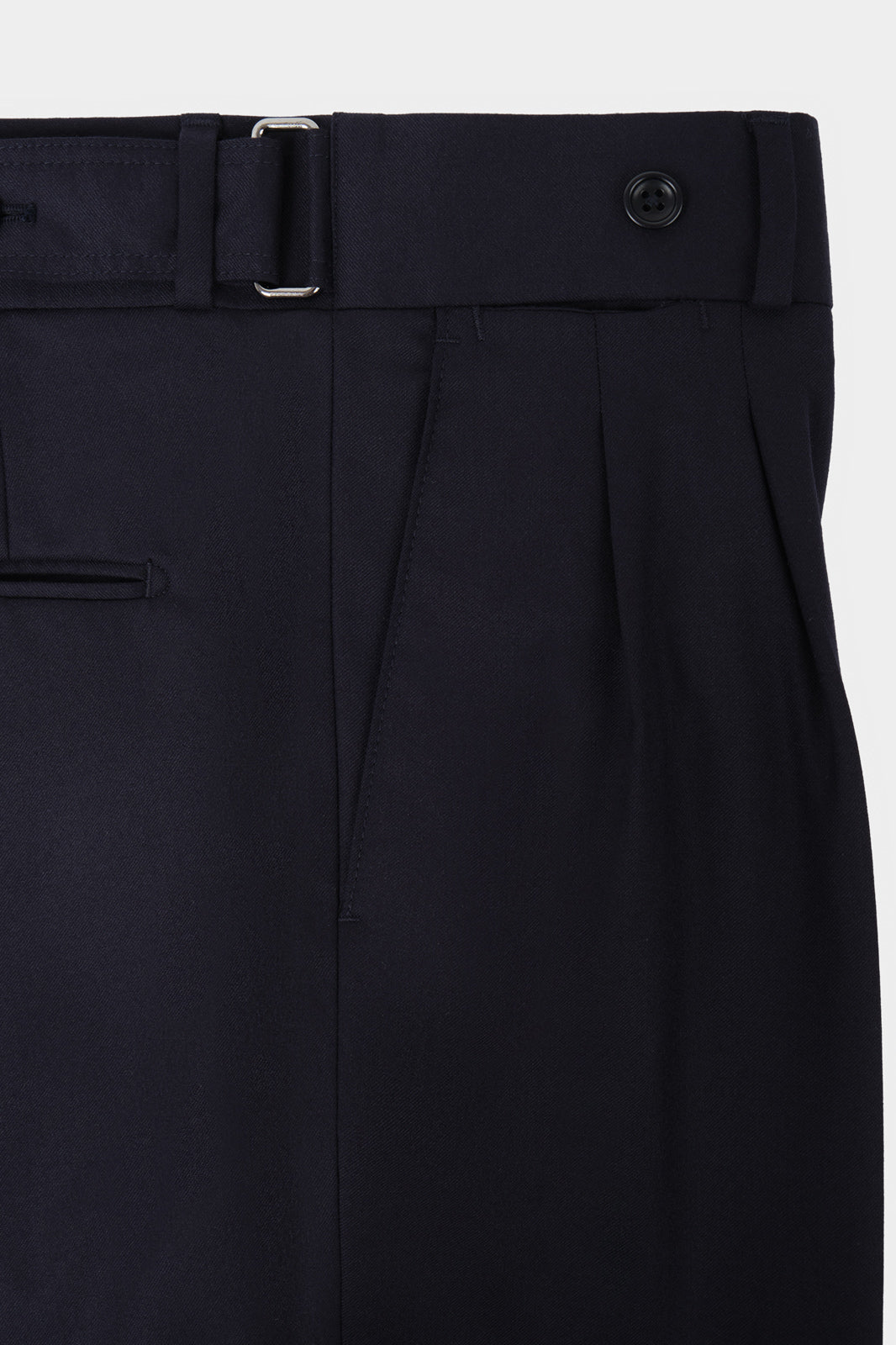 Double-Pleated Flannel Trousers - Navy - Swiss Price 149