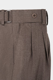 Pantalon double pinces en flanelle - Taupe