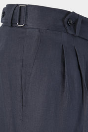 Pantalon en lin double pinces - Marine