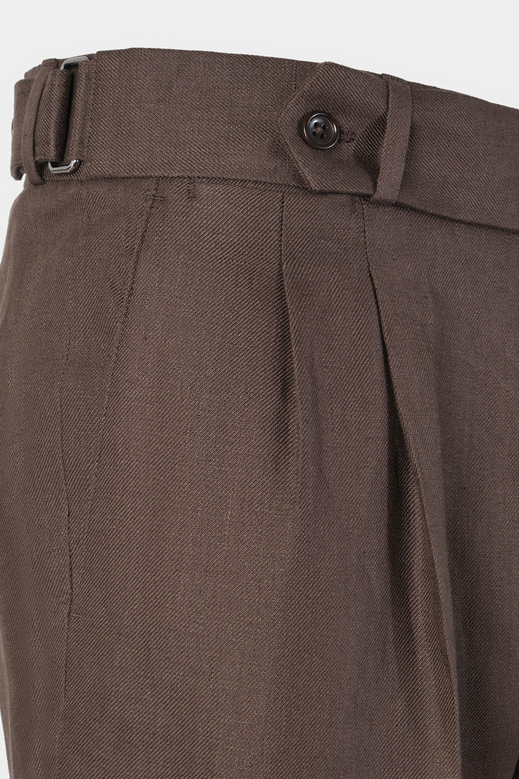 Pantalon en lin double pinces - Marron
