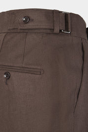 Pantalon en lin double pinces - Marron