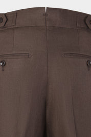 Pantalon en lin double pinces - Marron