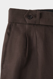 Pantalon en lin double pinces - Marron