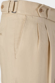 Pantalon en lin double pinces - Sable
