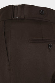 Double-Pleated Flannel Trousers - Dark Brown - Swiss Price 149