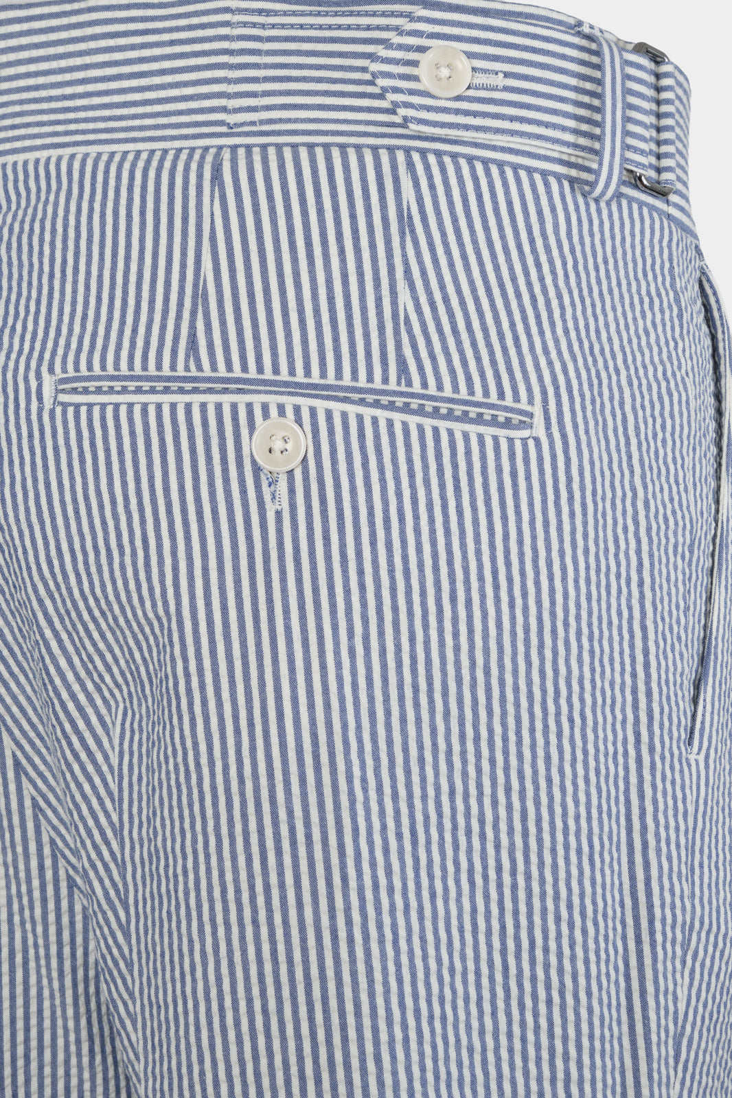Pantalon double pinces Seersucker  - Blanc et bleu