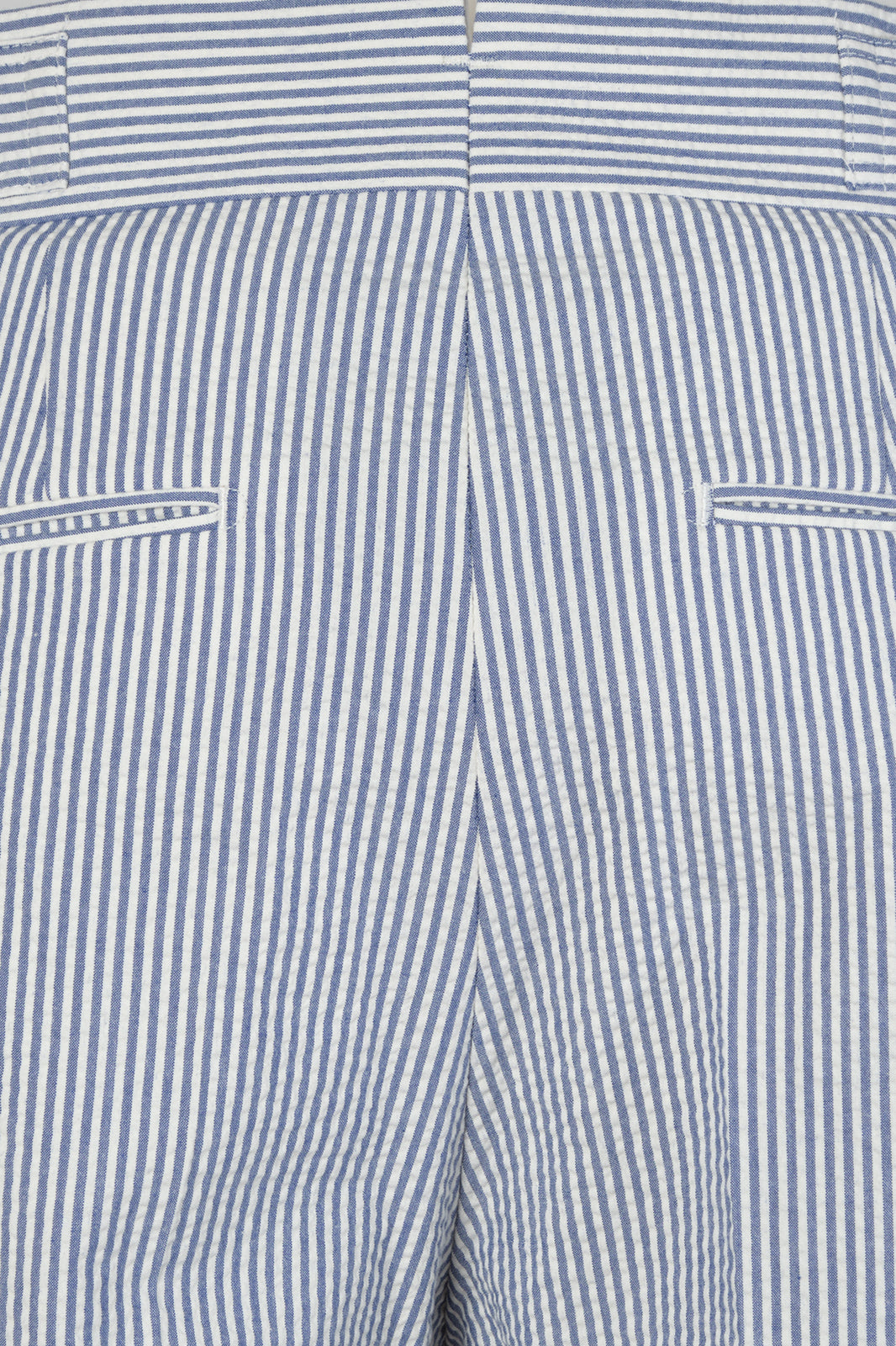 Pantalon double pinces Seersucker  - Blanc et bleu