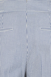 Pantalon double pinces Seersucker  - Blanc et bleu