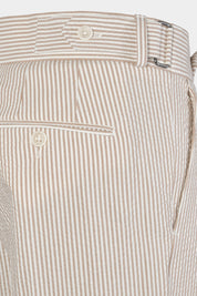 Pantalon double pinces Seersucker  - Blanc et beige