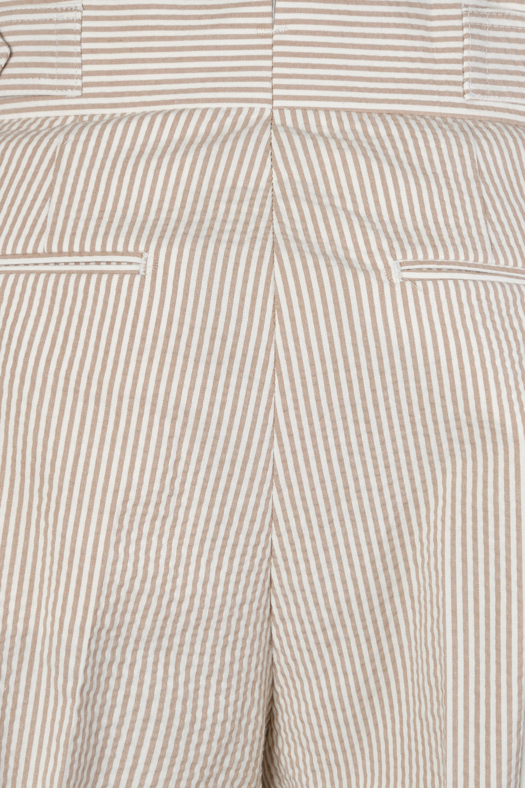 Pantalon double pinces Seersucker  - Blanc et beige