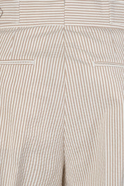 Pantalon double pinces Seersucker  - Blanc et beige