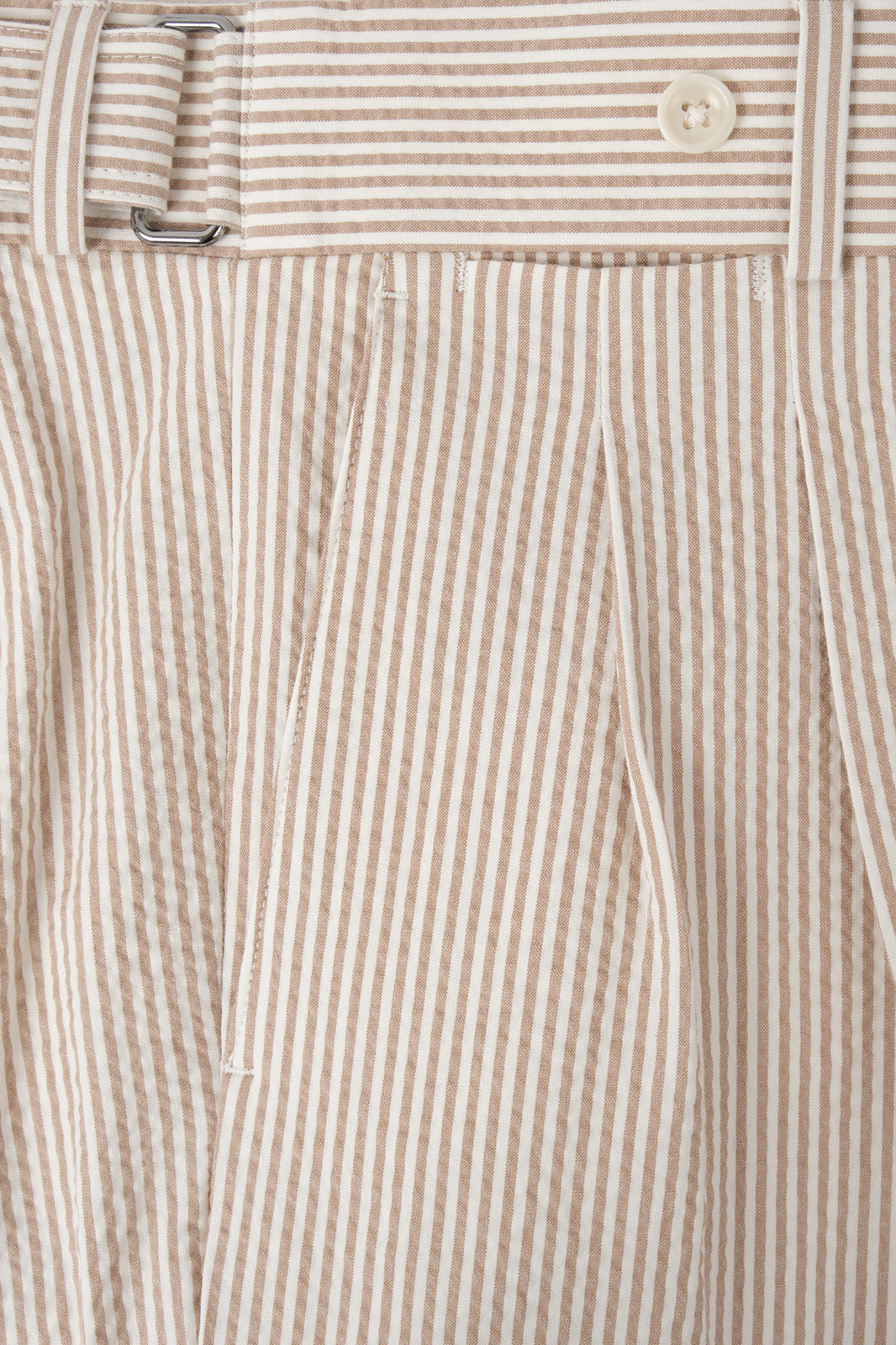 Pantalon double pinces Seersucker  - Blanc et beige