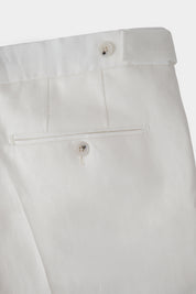 Pantalon en lin à patte de serrage - Blanc