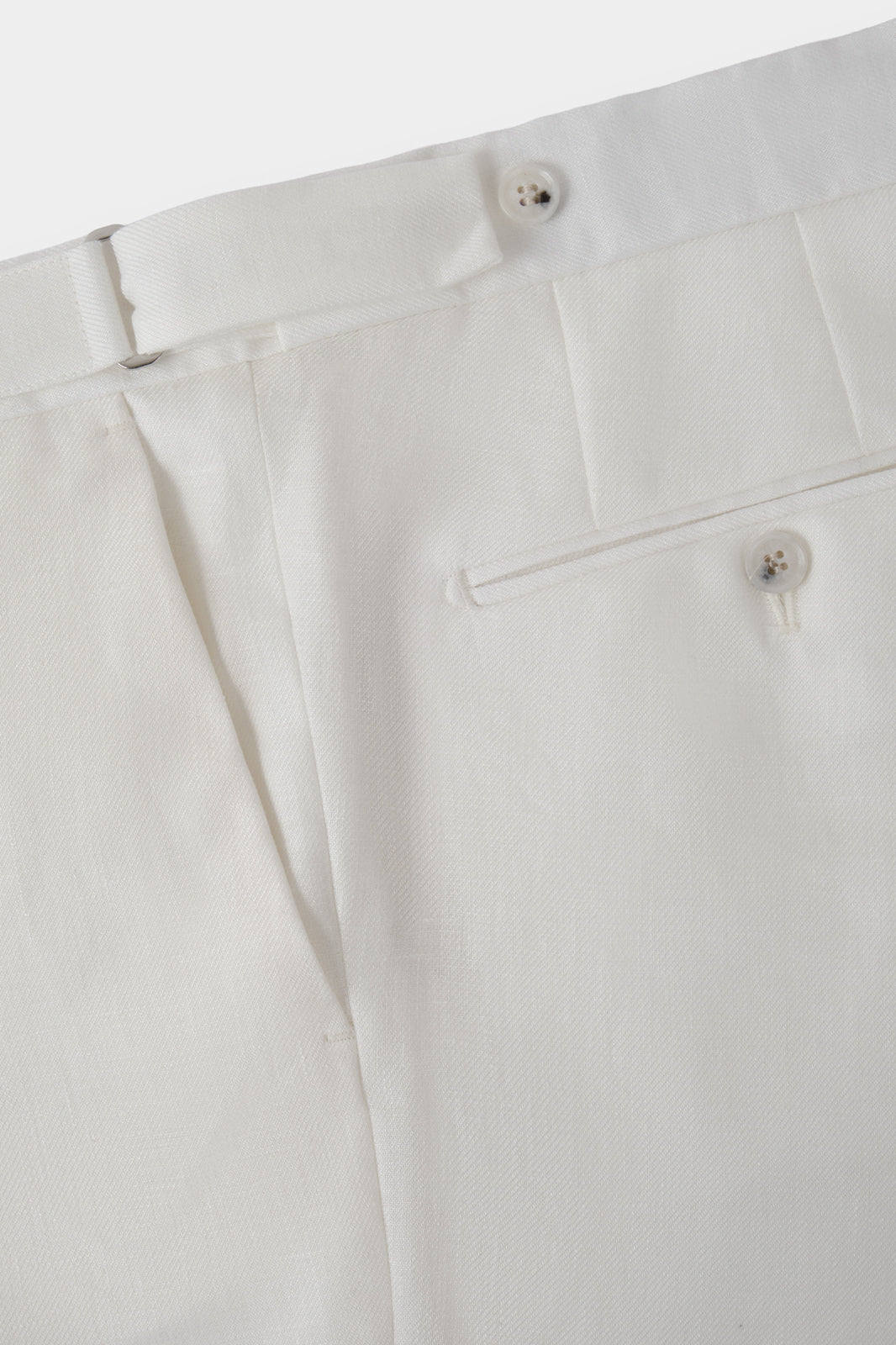 Pantalon en lin à patte de serrage - Blanc