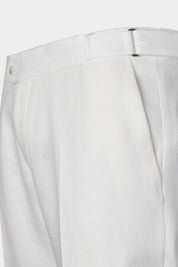 Pantalon en lin à patte de serrage - Blanc