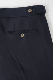 Pantalon en lin à patte de serrage - Marine