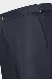 Pantalon en lin à patte de serrage - Marine