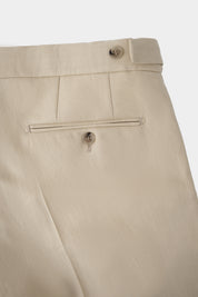 Pantalon en lin à patte de serrage - Beige