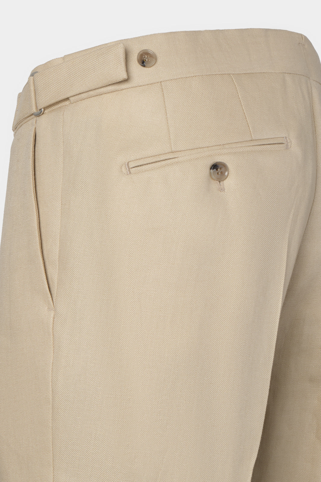 Pantalon en lin à patte de serrage - Beige
