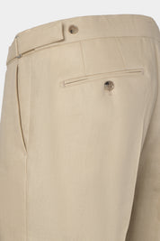 Pantalon en lin à patte de serrage - Beige