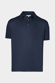 Vue sur fond blanc d'un Polo LPM en 100% lin couleur Marine.