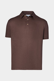 Vue sur fond blanc d'un Polo LPM en 100% lin couleur Marron. 