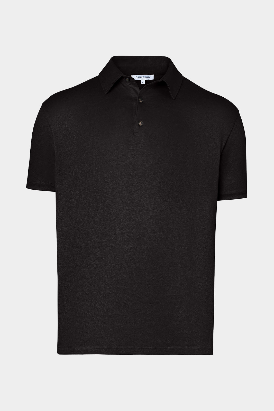 Vue sur fond blanc d'un Polo LPM en 100% lin couleur Noir. 