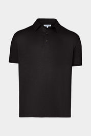 Vue sur fond blanc d'un Polo LPM en 100% lin couleur Noir. 