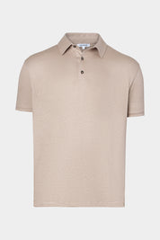 Vue sur fond blanc d'un Polo LPM en 100% lin couleur Noisette.