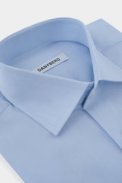 French collar shirt with tone-on-tone stripes - Sky blue